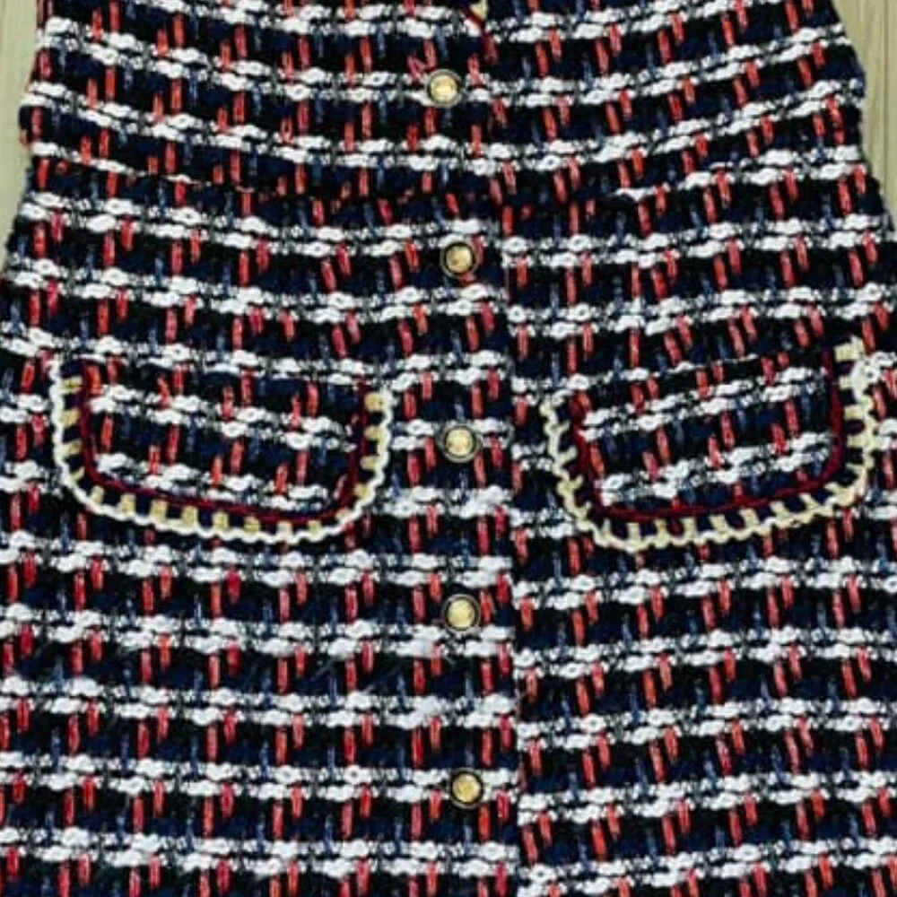 NWOT Striped Pattern Sleeveless Tweed Dress - Picture 3 of 4